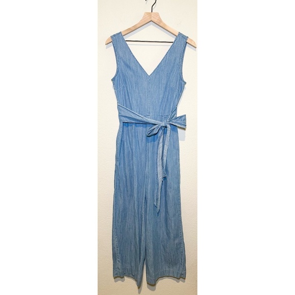 J. Crew Pants - J Crew Wide Leg Wrap Jumpsuit Chambray Blue 4 Excellent Sleeveless